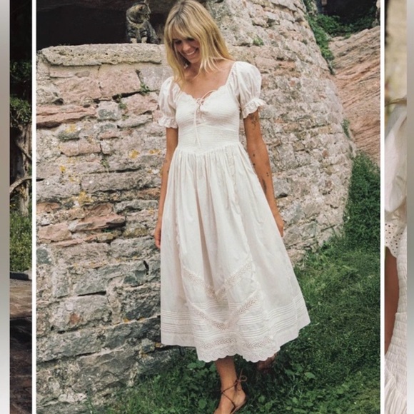 Christy Dawn Dresses & Skirts - Christy dawns Madeline ivory dress Cream Puff-Sleeve Midi Dress